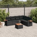 vidaXL Salon de jardin 7 Pièces avec coussins noir résine tressée