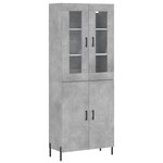 vidaXL Buffet haut Gris béton 69 5x34x180 cm Bois d'ingénierie