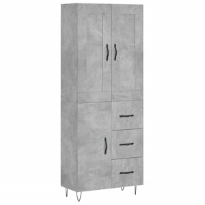 vidaXL Buffet haut Gris béton 69 5x34x180 cm Bois d'ingénierie