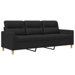 vidaXL Canapé à 3 places Noir 180 cm Tissu