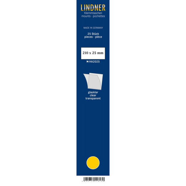 Bandes simple soudure 210 x 25 mm pour timbres-poste. Fond - Transparent