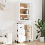 vidaXL Buffet haut Blanc 69 5x34x180 cm Bois d'ingénierie