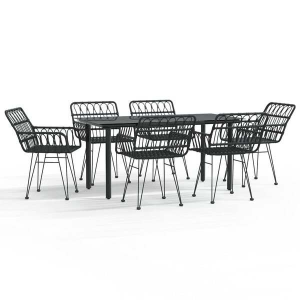 vidaXL Ensemble à manger de jardin 7 Pièces Noir Résine tressée