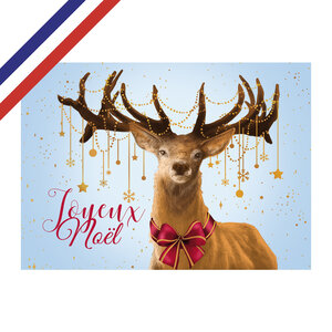Carte double joyeux noël cerf