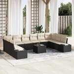 vidaXL Ensemble de canapés de jardin en 10 pièces avec coussins en rotin synthétique marron.
