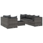 vidaXL Salon de jardin 6 Pièces avec coussins Gris Résine tressée