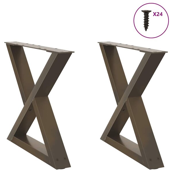 vidaXL Pieds de table basse 2 pièces Acier naturel 50 x (42-43 3) cm Acier
