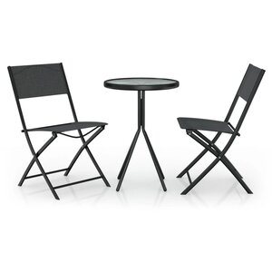 Ensemble de bistro jardin meuble extérieur terrasse 3 pièces acier noir 02_0013498