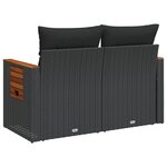 vidaXL Canapé de jardin avec coussins 2 places noir résine tressée