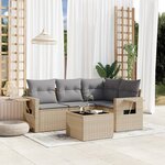 vidaXL Salon de jardin avec coussins 5 Pièces beige résine tressée
