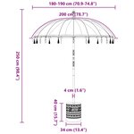 vidaXL Parasol balinais 260 Rouge 180-190 cm Coton et bois massif