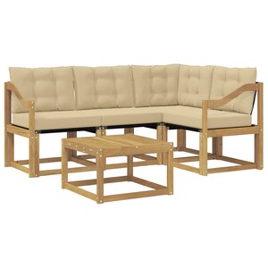 vidaXL Ensemble de canapés d'extérieur 5 Pièces Blanc et Beige