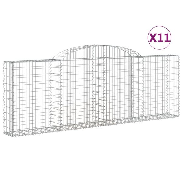 vidaXL Paniers à gabions arqués 11 Pièces 300x30x100/120 cm fer galvanisé