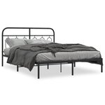 vidaXL Cadre de lit métal sans matelas avec tête de lit noir 150x200cm
