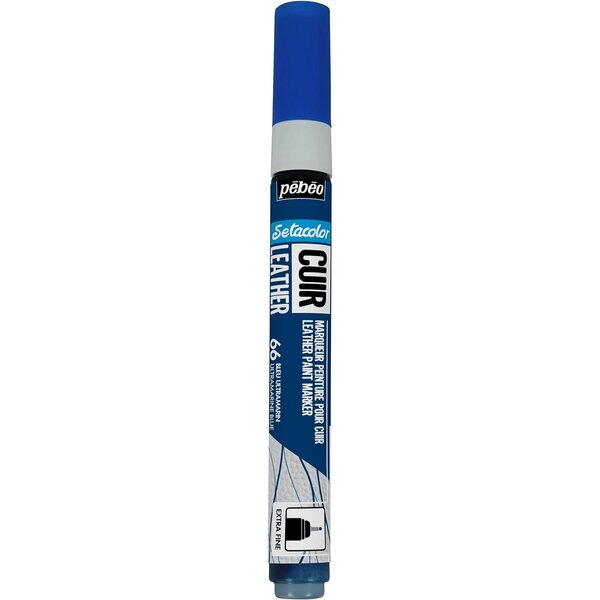 Marqueur Acrylique Setacolor Spécial Cuir Mat Satiné Extra Fine Bleu Ultramarin PÉBÉO