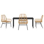 vidaXL Set de dîner de jardin 5 pièces brun poly rattan
