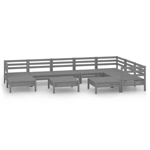 Salon de jardin meuble d'extérieur ensemble de mobilier 10 pièces bois de pin massif gris 02_0015248