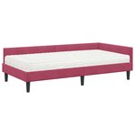 vidaXL Cadre de lit d'angle avec matelas 2 pc Bordeaux 90 x 200 cm