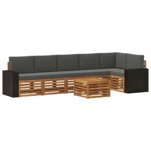 vidaXL Ensemble de canapé d'angle 7 Pièces Naturel et Anthracite