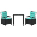 vidaXL Ensemble de salle à manger de jardin 3 pièces noir poly rattan