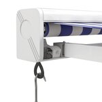 vidaXL Auvent rétractable bleu et blanc 4x3 m tissu et aluminium
