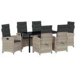 vidaXL Ensemble de salle à manger de jardin 7 pièces avec coussins Gris clair Poly Rattan