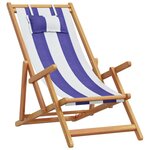vidaXL Chaises de plage pliantes lot de 2 bleu blanc tissu bois massif