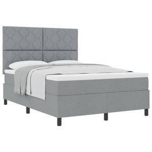 vidaXL Lit à ressorts avec matelas Gris clair 160 x 200 cm tissu