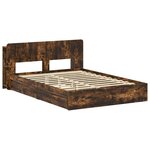 vidaXL Cadre de lit avec rangement avec tiroir Chêne fumé 135 x 190 cm