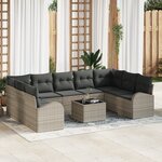Ensemble de canapé de jardin 10 pièces avec coussins Gris Rotin Synthétique