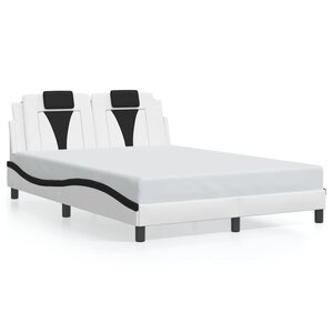 vidaXL Cadre de lit Viana sans matelas blanc et noir 140x190 cm similicuir