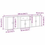 vidaXL Buffet Chêne noir 240 x 33 x 70 cm Bois d'ingénierie
