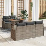 vidaXL Ensemble de canapé de jardin 6 Pièces Gris Poly rotin