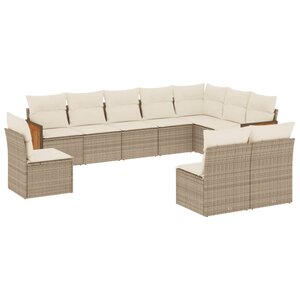 vidaXL Salon de jardin avec coussins 10 Pièces beige résine tressée