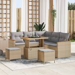 vidaXL Ensemble de canapé de jardin 8 Pièces Beige polyrotin