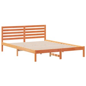 vidaXL Cadre de lit Marron cire 160 x 210 cm Bois massif en pin