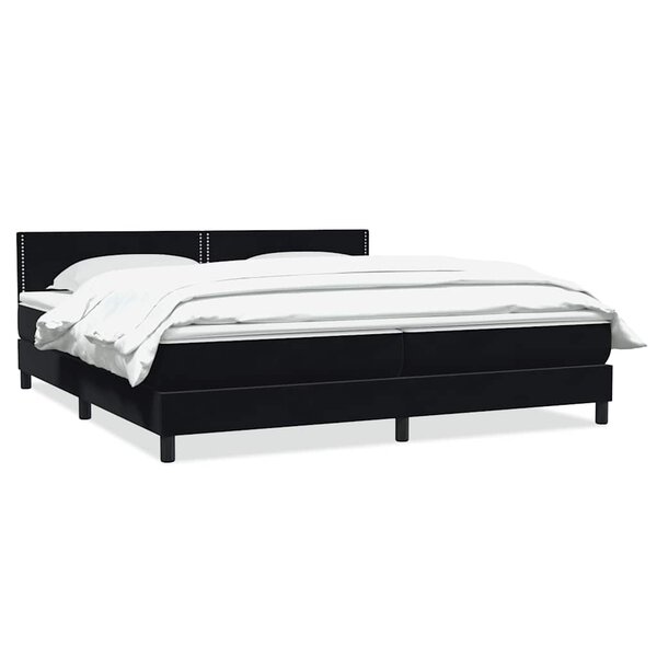 vidaXL Sommier à lattes de lit avec matelas noir 180x210 cm velours