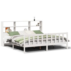 vidaXL Lit bibliothèque sans matelas blanc 180x200 cm bois pin massif