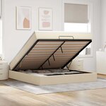 VidaXL Cadre de lit ottoman avec matelas crème 180x200 cm tissu