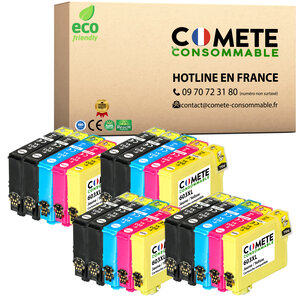 CARTOUCHE d'Encre 603XL pack de 20-Compatibles Epson 603 XL Etoile de Mer -pour Epson Expression home - 8 noirs + 3 cyan + 3 magenta + 3 jaunes-COMETE  Marque Française