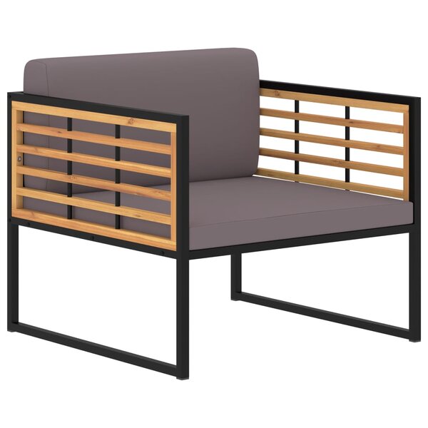vidaXL Chaises de jardin et coussins lot de 2 Bois d'acacia Gris foncé