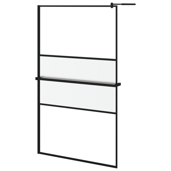 vidaXL Paroi de douche avec étagère Noir 115x195cm Verre ESG&Aluminium