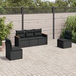 vidaXL Salon de jardin 5 Pièces avec coussins noir résine tressée