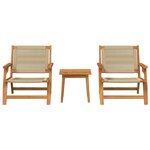 vidaXL Ensemble de Chaises de Jardin avec Table - 3 Pièces en Bois d'Acacia Massif Beige