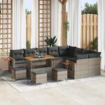 vidaXL Ensemble de canapé de jardin 13 Pièces Gris Poly rotin