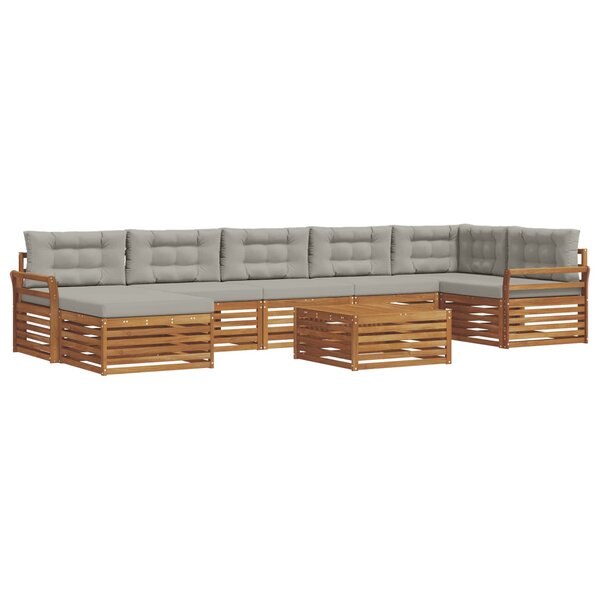 vidaXL Ensemble de canapés d'extérieur 8 pc Gris Naturel et Clair