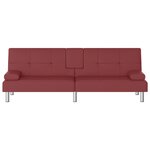 vidaXL Canapé-lit avec porte-gobelets rouge bordeaux similicuir
