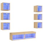 vidaXL Unités murales TV avec LED 8 Pièces chêne sonoma bois d'ingénierie
