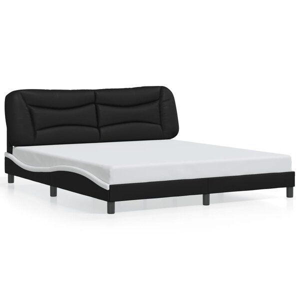 vidaXL Cadre de lit sans matelas Hvar noir et blanc 180x200 cm similicuir