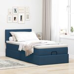vidaXL Cadre de lit ottoman avec matelas bleu 90x190 cm tissu